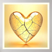Golden Cracked Heart Art Poster (Vorne)
