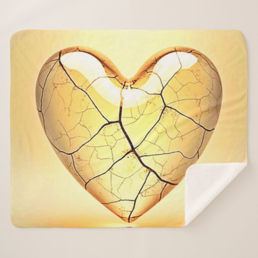 Golden Cracked Heart Art Sherpadecke (Vorderseite (Horizontal))