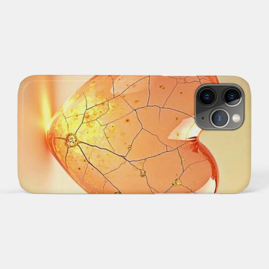 Golden Cracked Heart Glow Case-Mate iPhone Hülle (Rückseite (Horizontal))