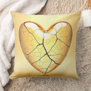 Golden Cracked Heart Kunst Kissen