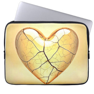 Golden Cracked Heart Kunst Laptopschutzhülle