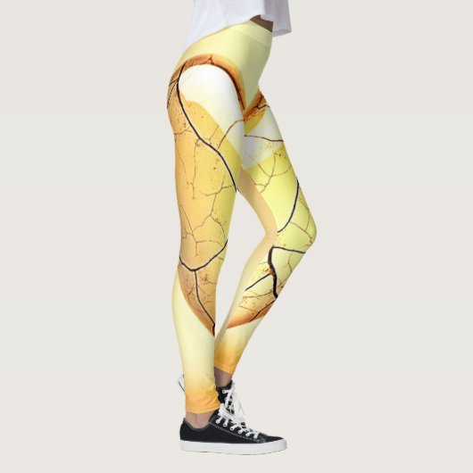 Golden Cracked Heart Kunst Leggings (Rechts)