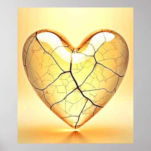 Golden Cracked Heart Kunst Poster (Vorne)
