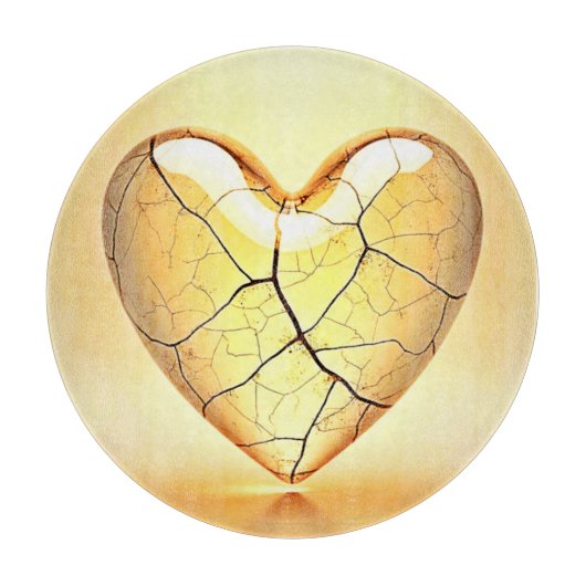 Golden Cracked Heart Kunst Schneidebrett (Vorderseite)