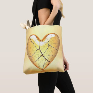 Golden Cracked Heart Kunst Tasche