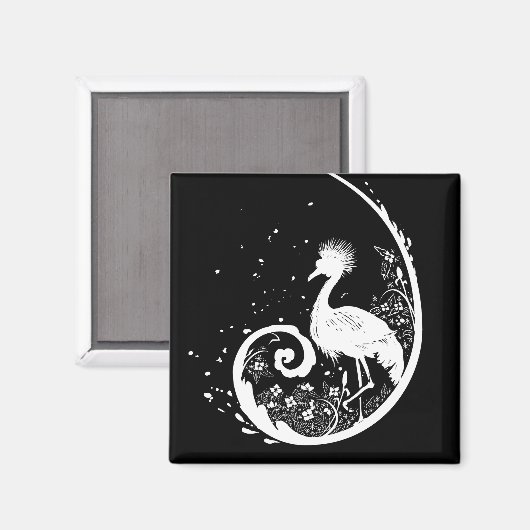 Golden Crane Silhouette Magnet (Vorderseite/Rückseite)
