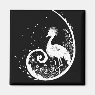 Golden Crane Silhouette Magnet