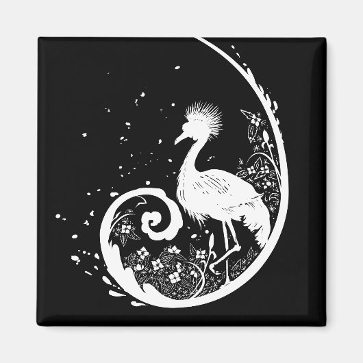 Golden Crane Silhouette Magnet (Vorne)