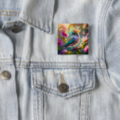 Golden Creaded Green Headed Finch Fantasy Bird Button (Beispiel)