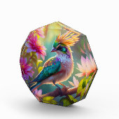 Golden Creaded Green Headed Finch Fantasy Bird Fotoblock (Rechts)