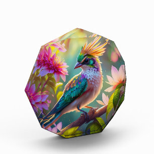 Golden Creaded Green Headed Finch Fantasy Bird Fotoblock