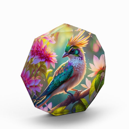 Golden Creaded Green Headed Finch Fantasy Bird Fotoblock (Links)
