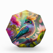 Golden Creaded Green Headed Finch Fantasy Bird Fotoblock (Vorderseite)
