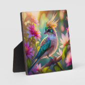 Golden Creaded Green Headed Finch Fantasy Bird Fotoplatte (Vorderseite)