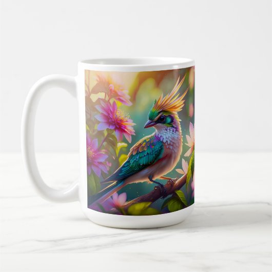Golden Creaded Green Headed Finch Fantasy Bird Kaffeetasse (Links)