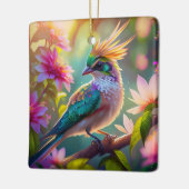 Golden Creaded Green Headed Finch Fantasy Bird Keramikornament (Links)