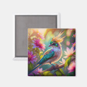Golden Creaded Green Headed Finch Fantasy Bird Magnet (Vorderseite/Rückseite)