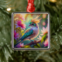 Golden Creaded Green Headed Finch Fantasy Bird