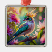 Golden Creaded Green Headed Finch Fantasy Bird Ornament Aus Metall (Vorne)