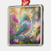 Golden Creaded Green Headed Finch Fantasy Bird Ornament Aus Metall (Links)