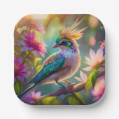 Golden Creaded Green Headed Finch Fantasy Bird Pappteller (Vorderseite)
