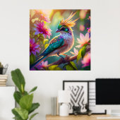 Golden Creaded Green Headed Finch Fantasy Bird Poster (Heimbüro)