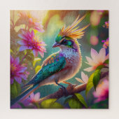 Golden Creaded Green Headed Finch Fantasy Bird Puzzle (Vertikal)