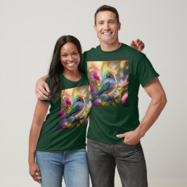 Golden Creaded Green Headed Finch Fantasy Bird T-Shirt