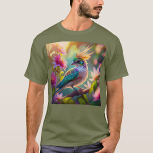 Golden Creaded Green Headed Finch Fantasy Bird T-Shirt