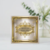 Golden Cream Elite Einladung (Stehend Vorderseite)