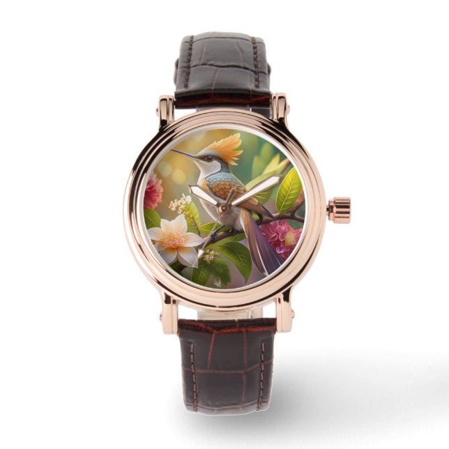 Golden Create Honeyeater Fantasy Bird Armbanduhr (Vorderseite)