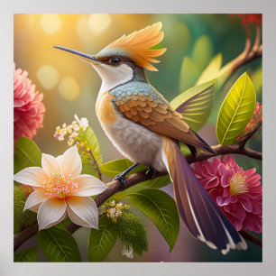 Golden Create Honeyeater Fantasy Bird Poster