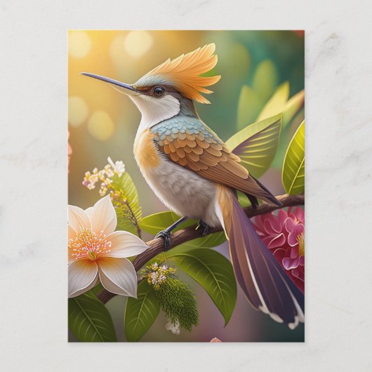Golden Create Honeyeater Fantasy Bird Postkarte (Vorderseite)
