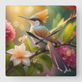 Golden Create Honeyeater Fantasy Bird Quadratische Wanduhr (Vorderseite)