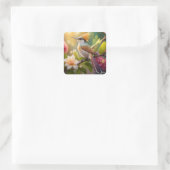 Golden Create Honeyeater Fantasy Bird Quadratischer Aufkleber (Tasche)