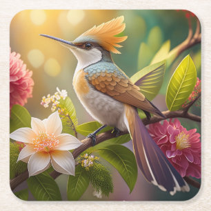 Golden Create Honeyeater Fantasy Bird Rechteckiger Pappuntersetzer