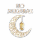 Golden Crescent Moon & Lantern Eid Mubarak Islamic Aufkleber (Vorderseite)
