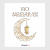 Golden Crescent Moon & Lantern Eid Mubarak Islamic Aufkleber (Blatt)