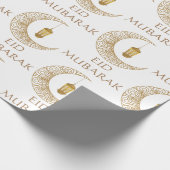Golden Crescent Moon & Lantern Eid Mubarak Islamic Geschenkpapier (Ecke)