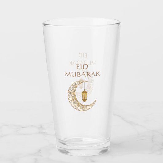 Golden Crescent Moon & Lantern Eid Mubarak Islamic Glas (Vorderseite)