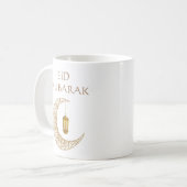 Golden Crescent Moon & Lantern Eid Mubarak Islamic Kaffeetasse (Vorderseite Links)