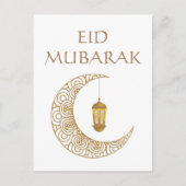 Golden Crescent Moon & Lantern Eid Mubarak Islamic Postkarte (Vorderseite)