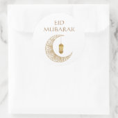 Golden Crescent Moon & Lantern Eid Mubarak Islamic Runder Aufkleber (Tasche)