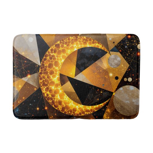Golden Crescent Moon mit kosmischen geometrischen Badematte (Vorderseite)