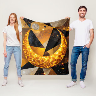 Golden Crescent Moon mit kosmischen geometrischen  Fleecedecke