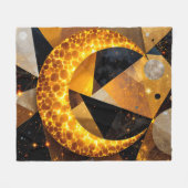 Golden Crescent Moon mit kosmischen geometrischen  Fleecedecke (Vorderseite (Horizontal))