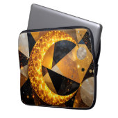 Golden Crescent Moon mit kosmischen geometrischen Laptopschutzhülle (Vorderseite Links)