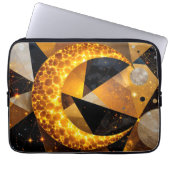 Golden Crescent Moon mit kosmischen geometrischen Laptopschutzhülle (Vorderseite)