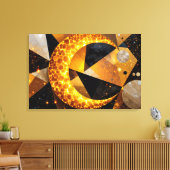 Golden Crescent Moon mit kosmischen geometrischen  Leinwanddruck (Insitu (Wohnzimmer))