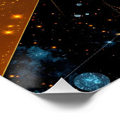 Golden Crescent Moon mit kosmischen geometrischen Poster (Ecke)